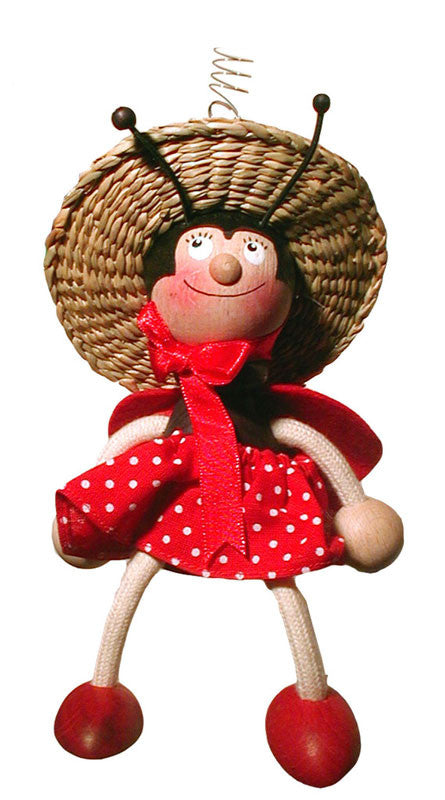 Ladybug In Hat Handcrafted Wooden Jumpie