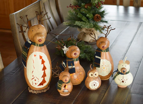 Dash the Reindeer Gourd and Pierce the Polar Bear Gourd - Available in Multiple Sizes