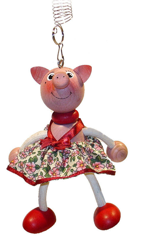 Piggy With Dress Handcrafted Wooden Jumpie