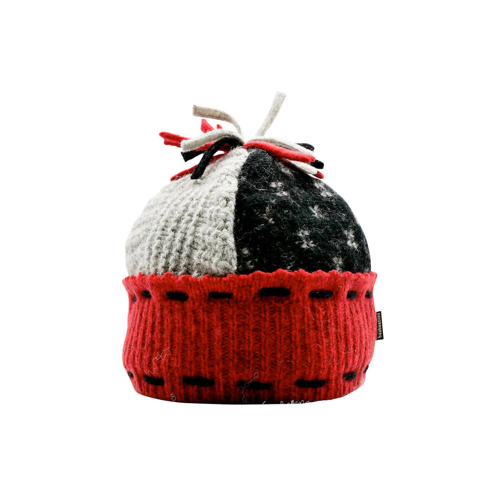 Wool Ski Cap in Red, Black and Grey