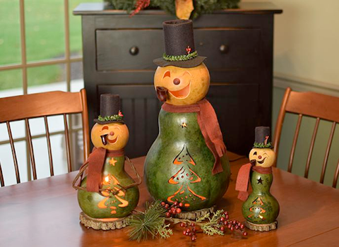 Bayberry Snowman Gourd - Available in Multiple Sizes