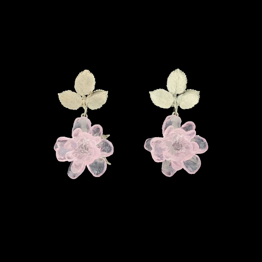 Blushing Rose Post Drop Earrings by Michael Michaud