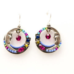 Fuschia Celestial Moon Earrings by Firefly Jewelry