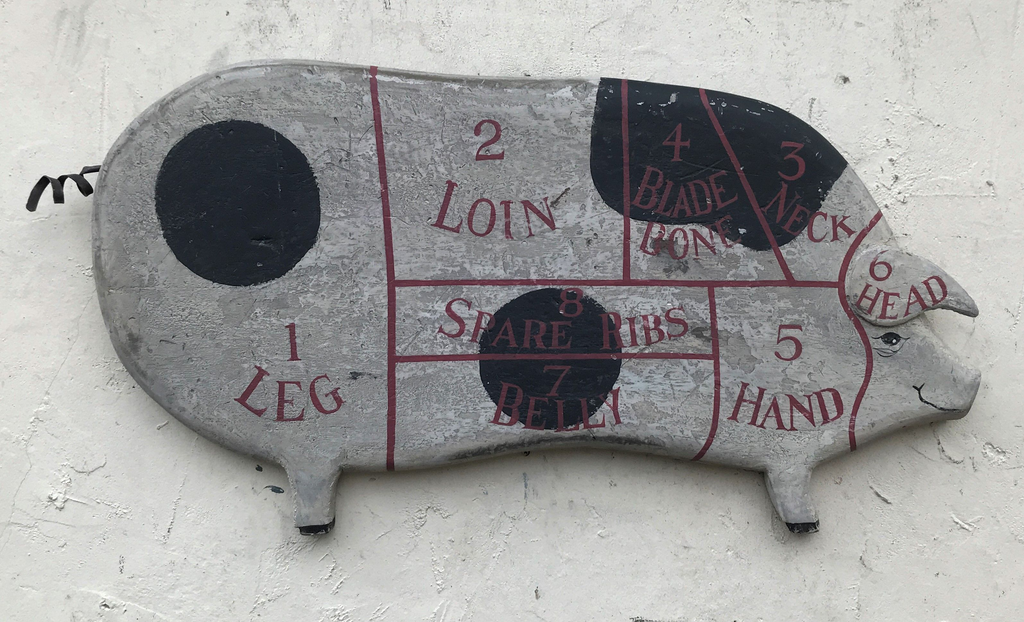 Carved Pig Butchers Chart Americana Art